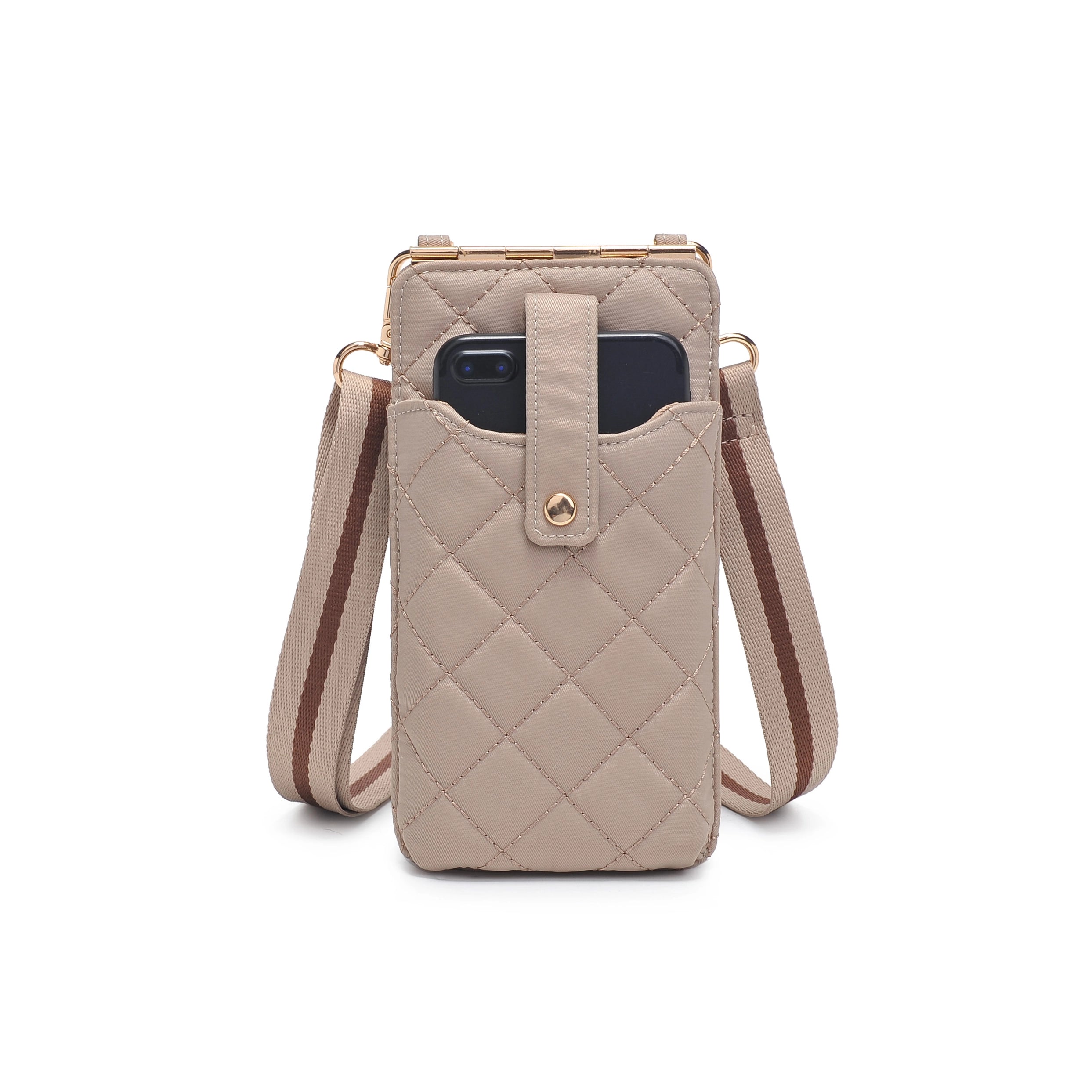 Nude Quilted Cell Phone Crossbody