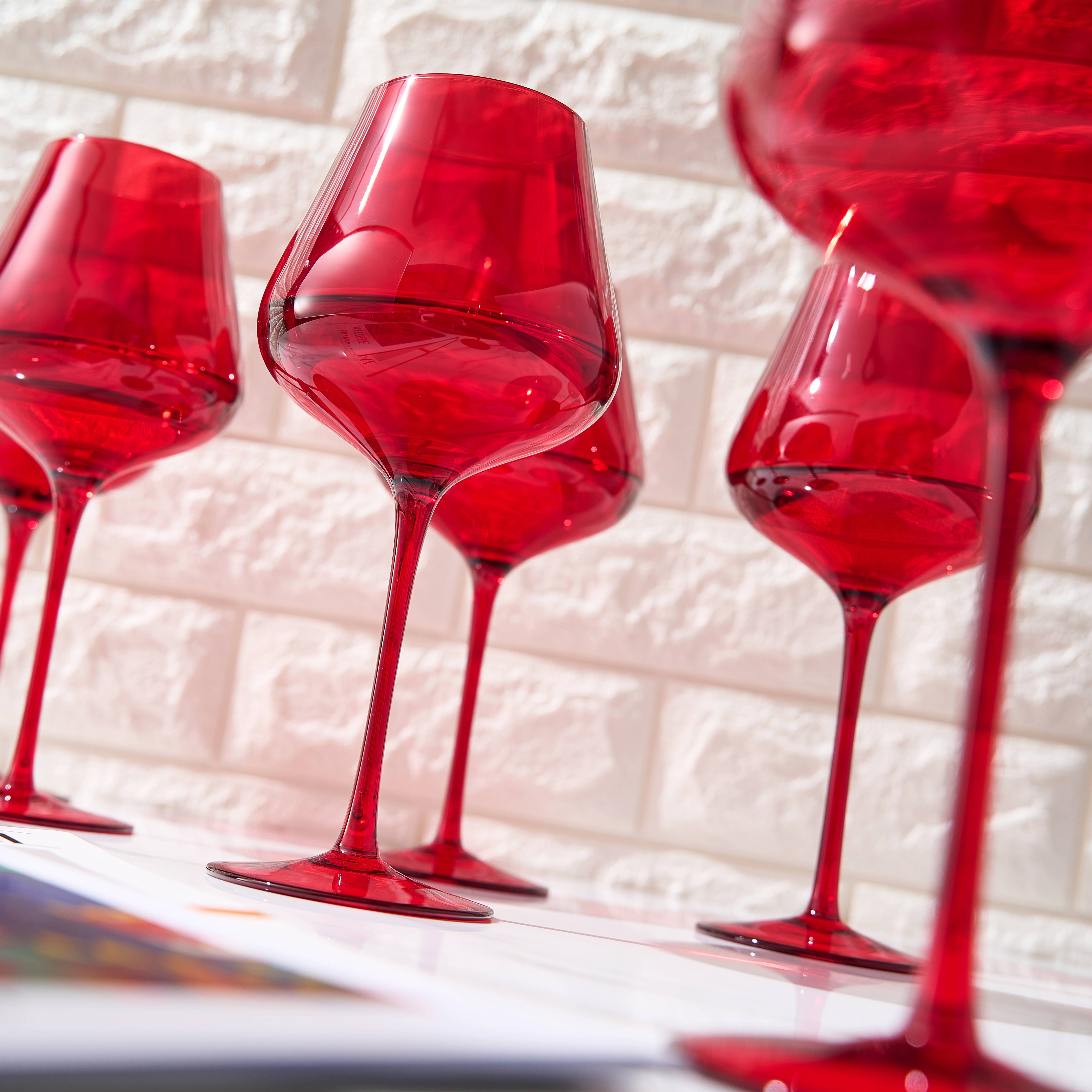 Colored Crystal Wine Glass | Red