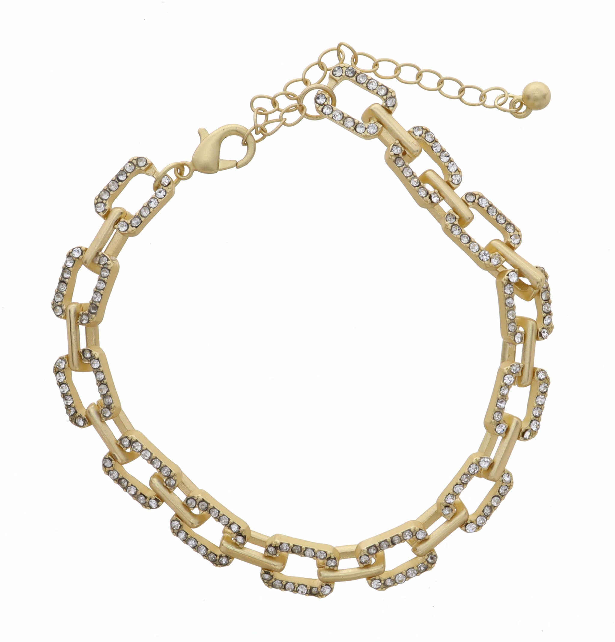 Clear Crystal Rectangle Cable Chain Bracelet