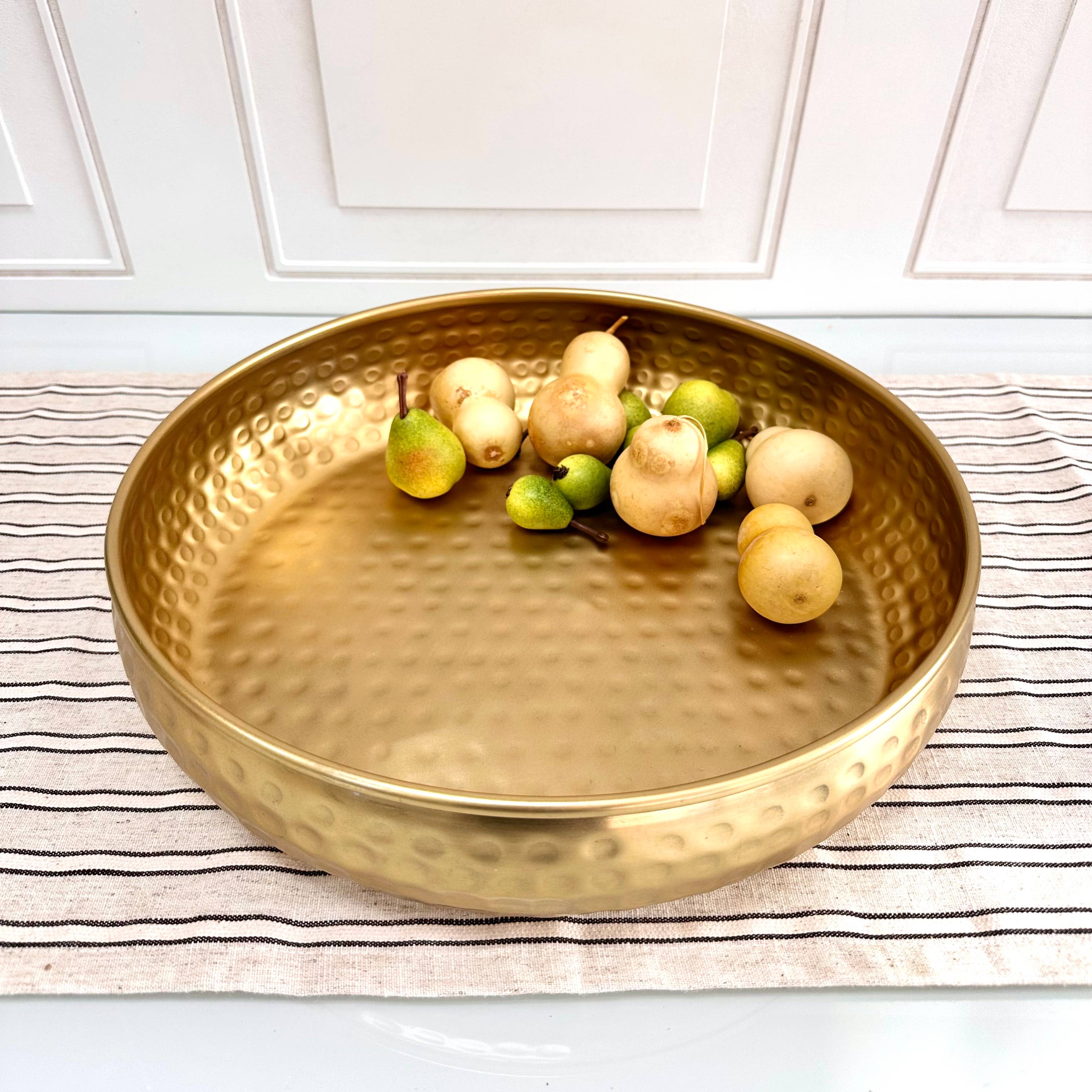 Sleek Gold Hammered Round Bowl