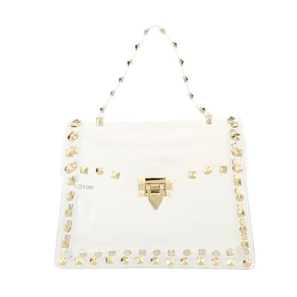 Clear Handbag With Gold Rhinestones