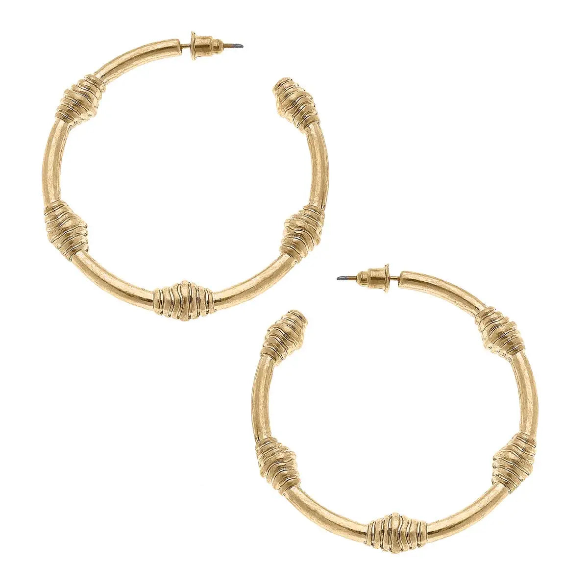 Lilith Beehive Hoop Earrings in Worn Gold