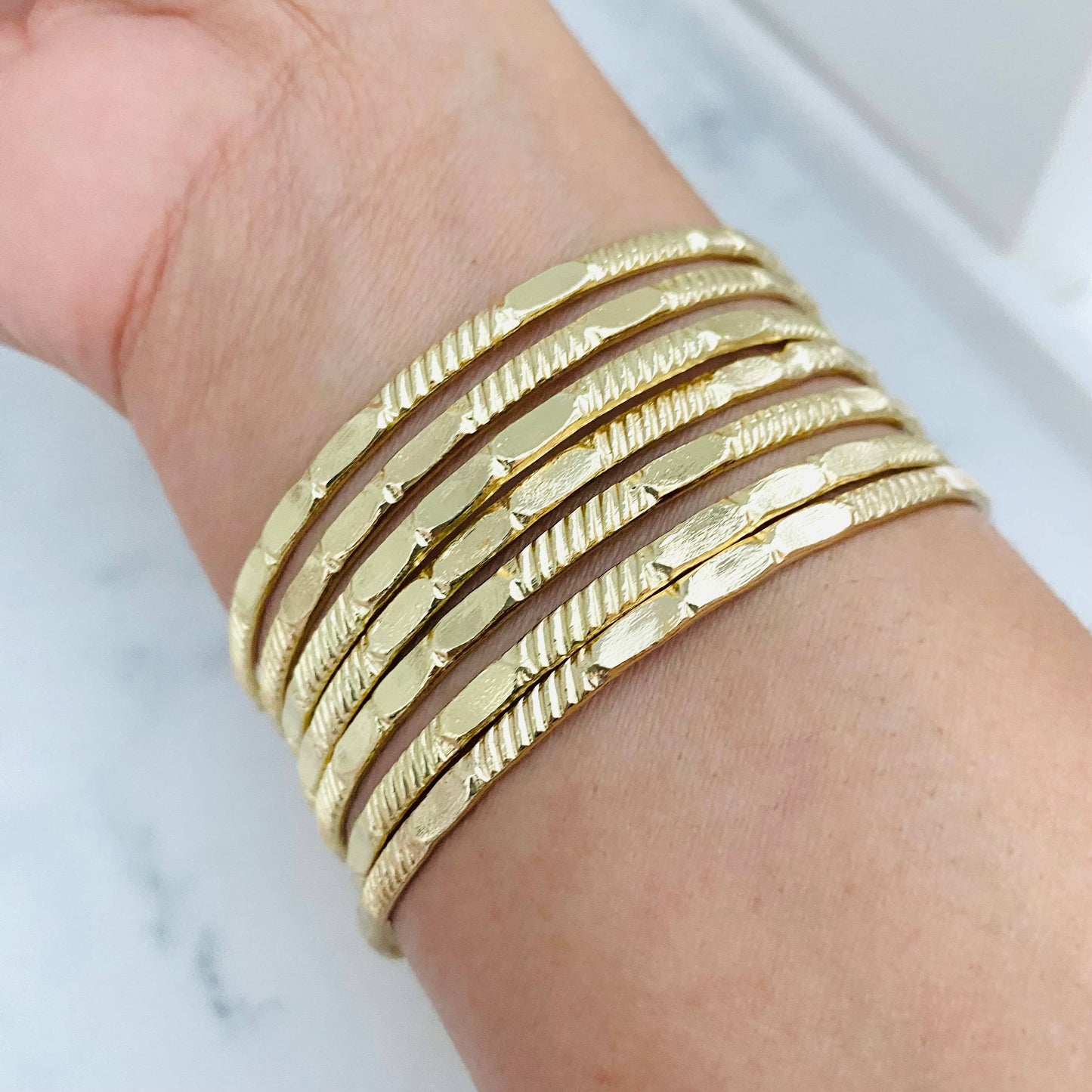 Hammered Bangles Bracelet Set (7)