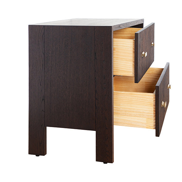 Alaric 2 Drawer Side Table | Espresso