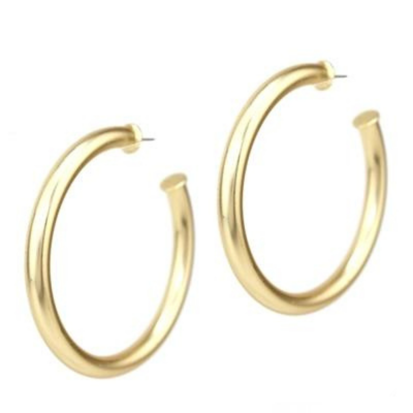 Satin Gold 2.25" Stud Hoop Earring