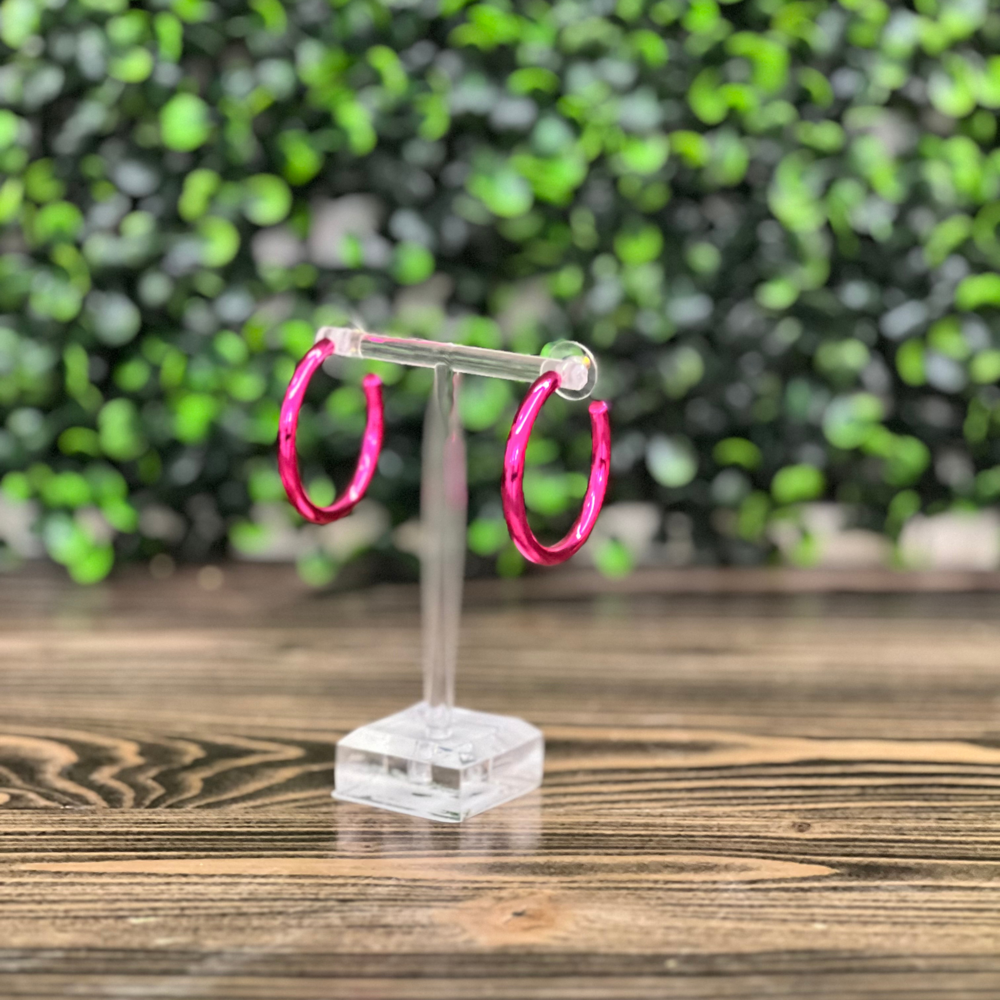 Hot Pink Hoop Earrings