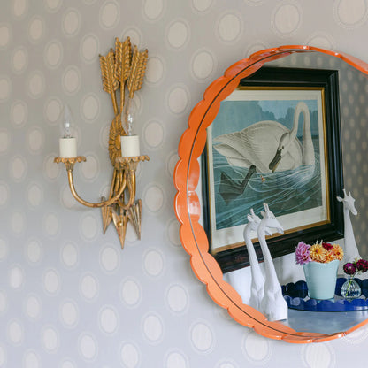 Large Scalloped Round Mirror | Orange