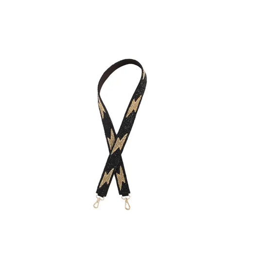 Beaded Black & Gold Accent Handbag Strap