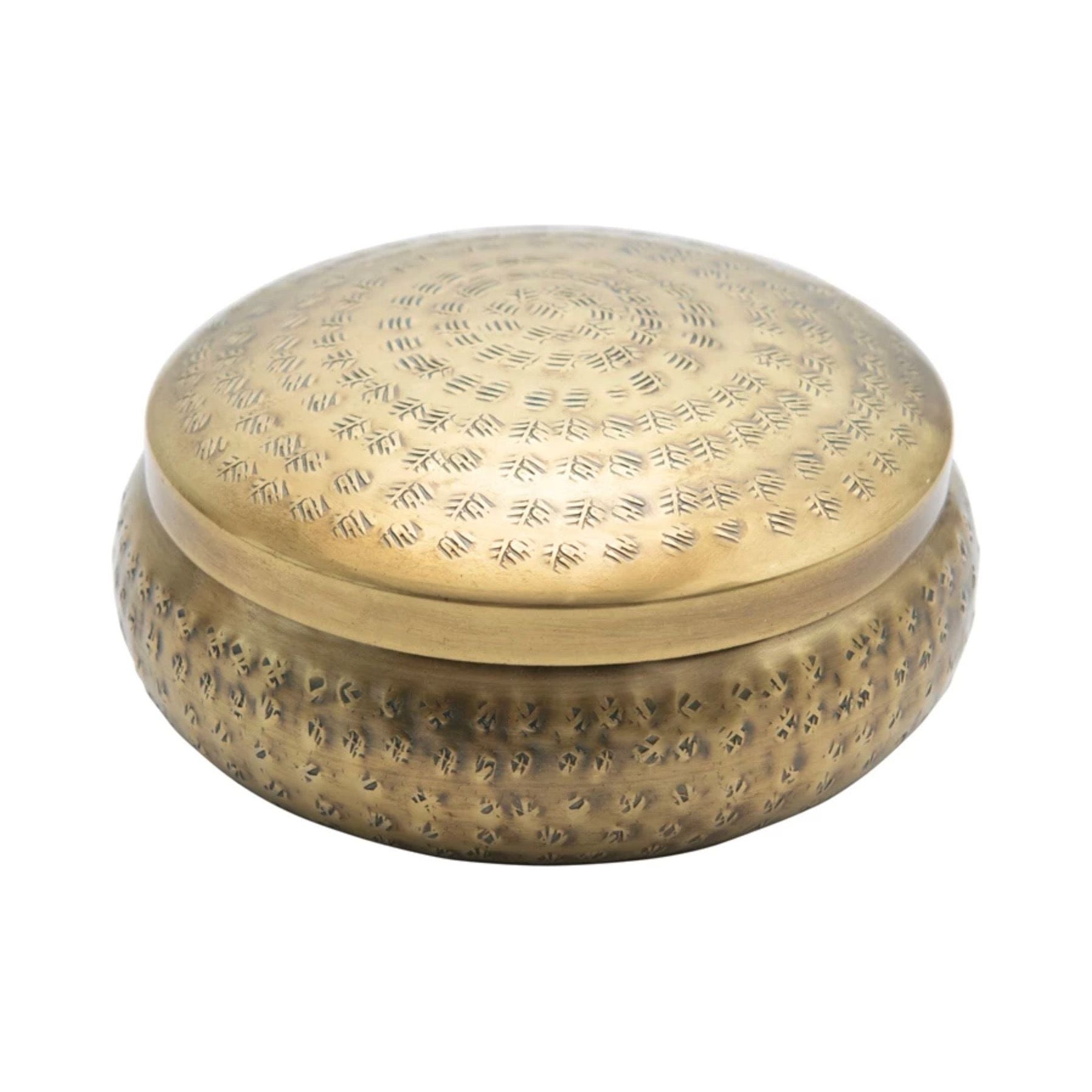 Hammered Metal Container | Brass Finish