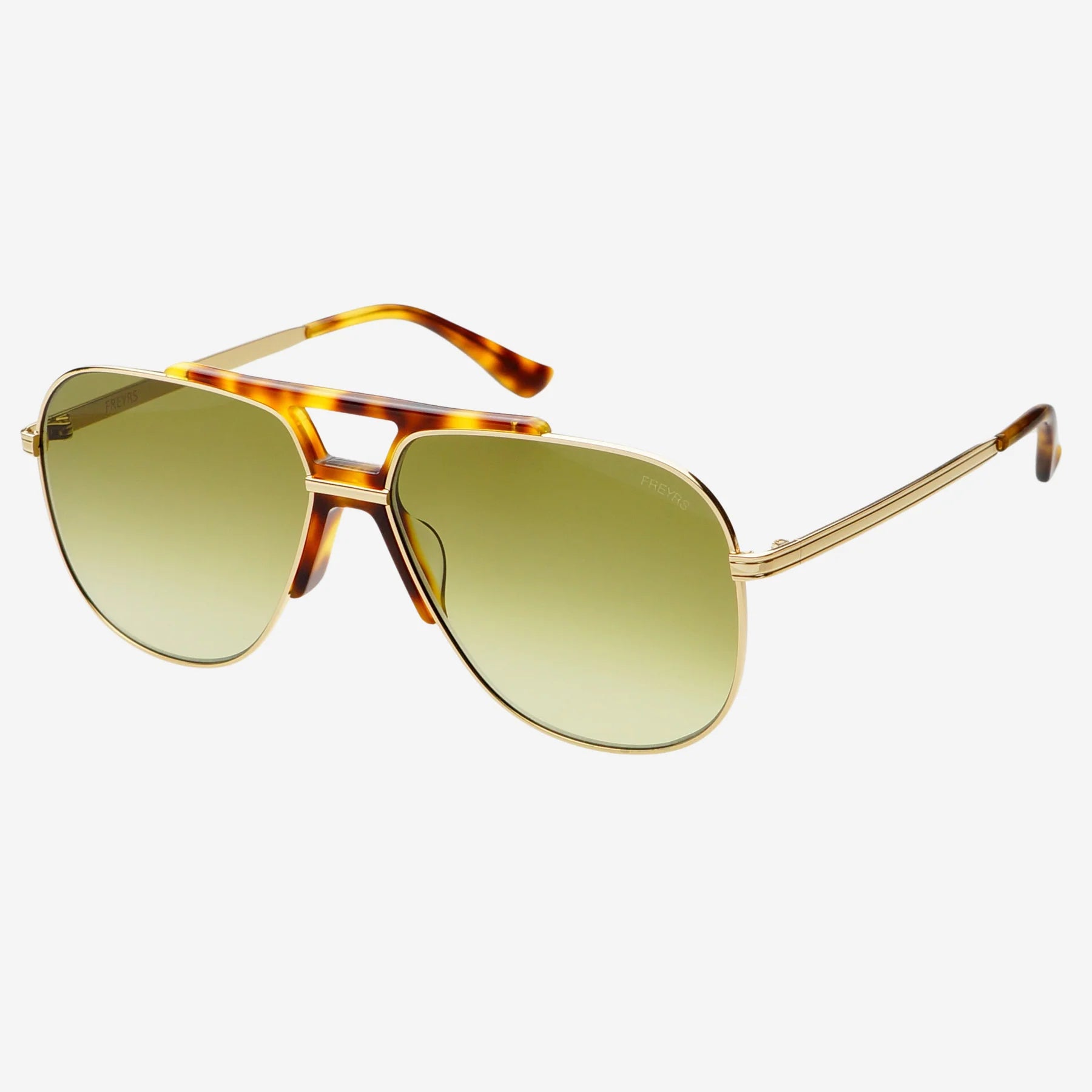 Logan Acetate Aviator Unisex Sunglasses | Gold Fade Green