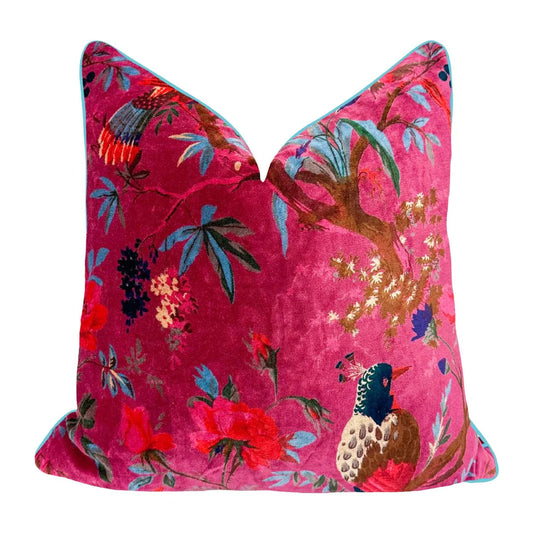 Magenta Rajmahal Velvet Accent Pillow | 20"x20"