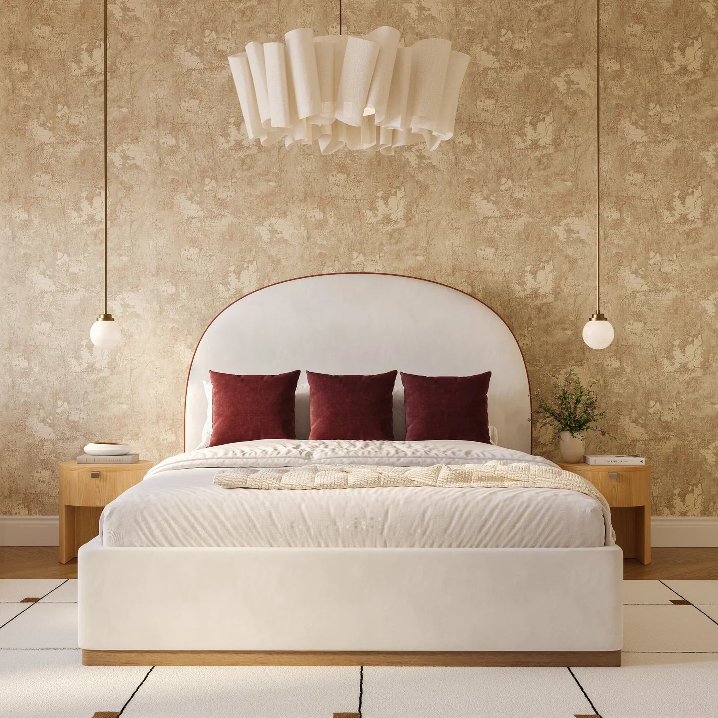 Marlow Velvet Bed | Cream