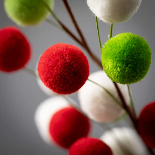 Red Green White Pom Pom Spray | 32"