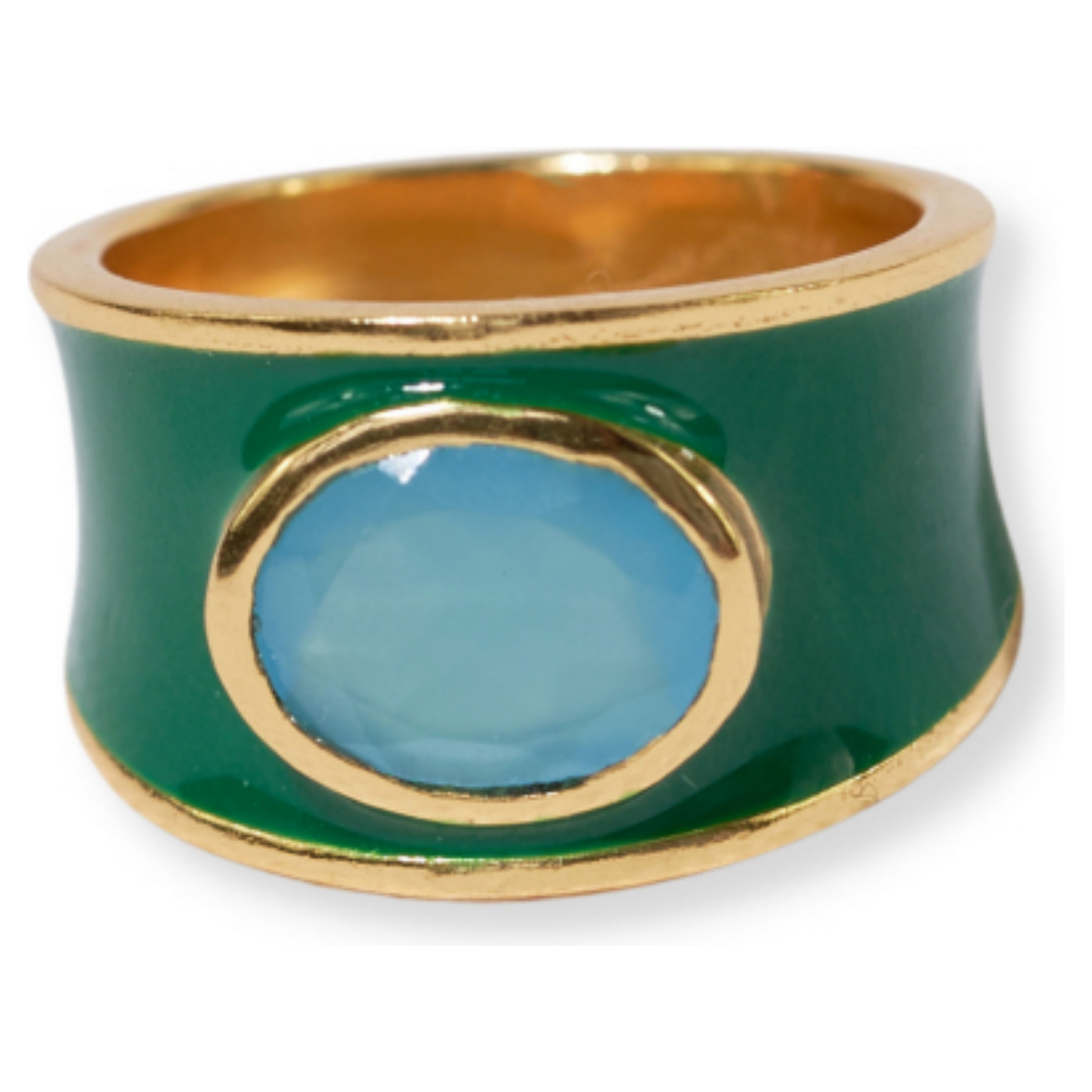 Hazel Oval Enamel Band - Green/Light Blue