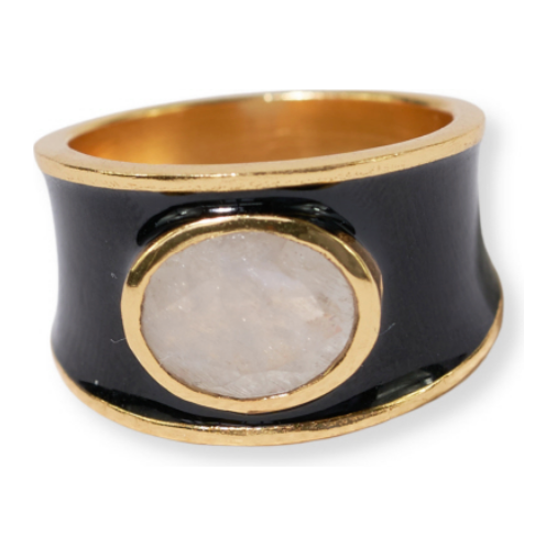 Hazel Oval Enamel Band - Black/Clear