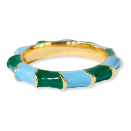 Paisley Twisted Enamel Ring - Blue/Green