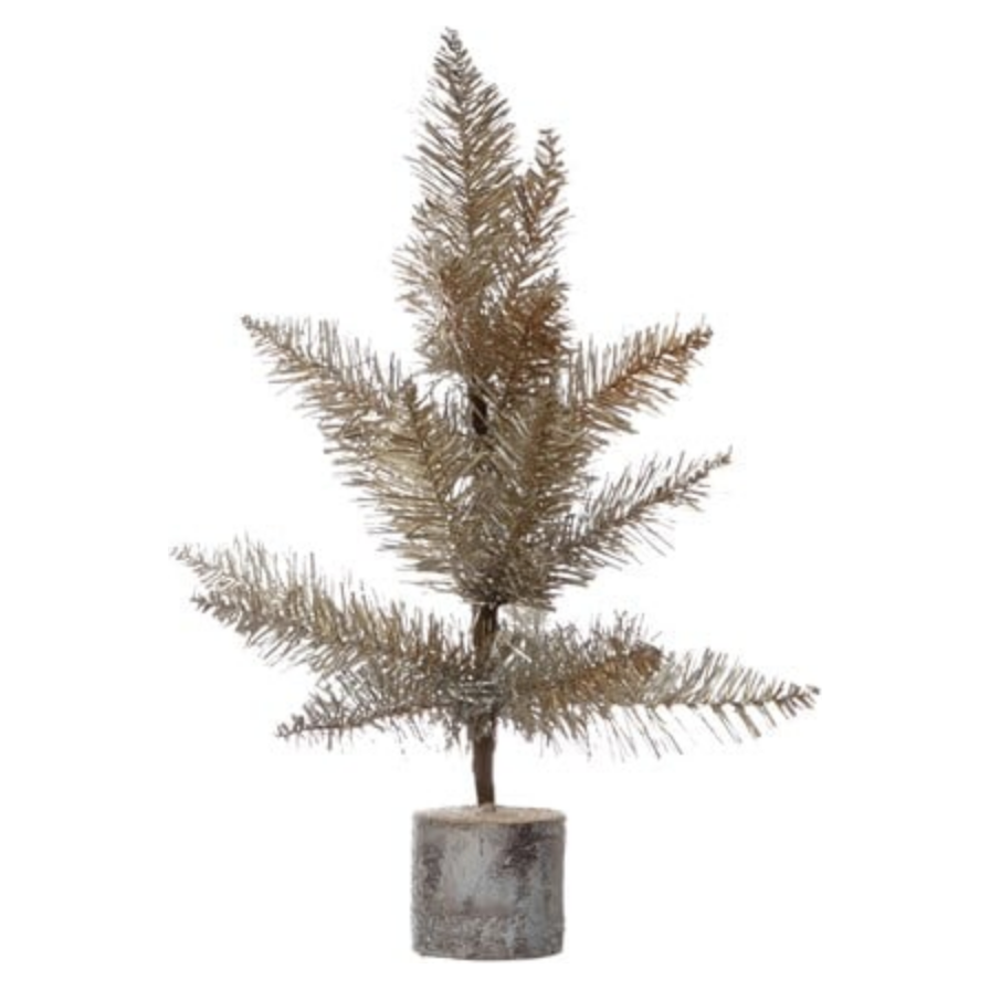 Small Tinsel Tree With Wood Base