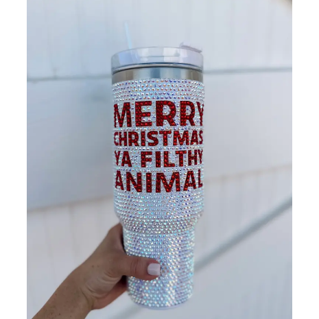 Crystal Merry Christmas Ya Filthy Animal Animal Tumbler