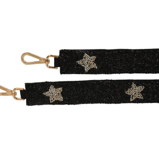 Beaded Black "Star" Handbag Strap