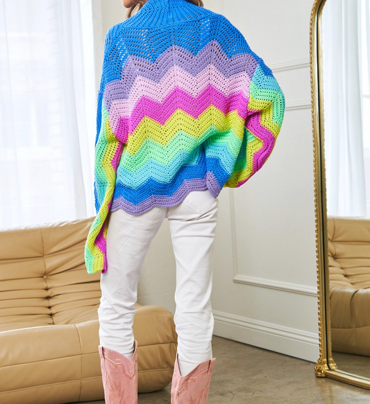 Rainbow Color Knit Cardigan