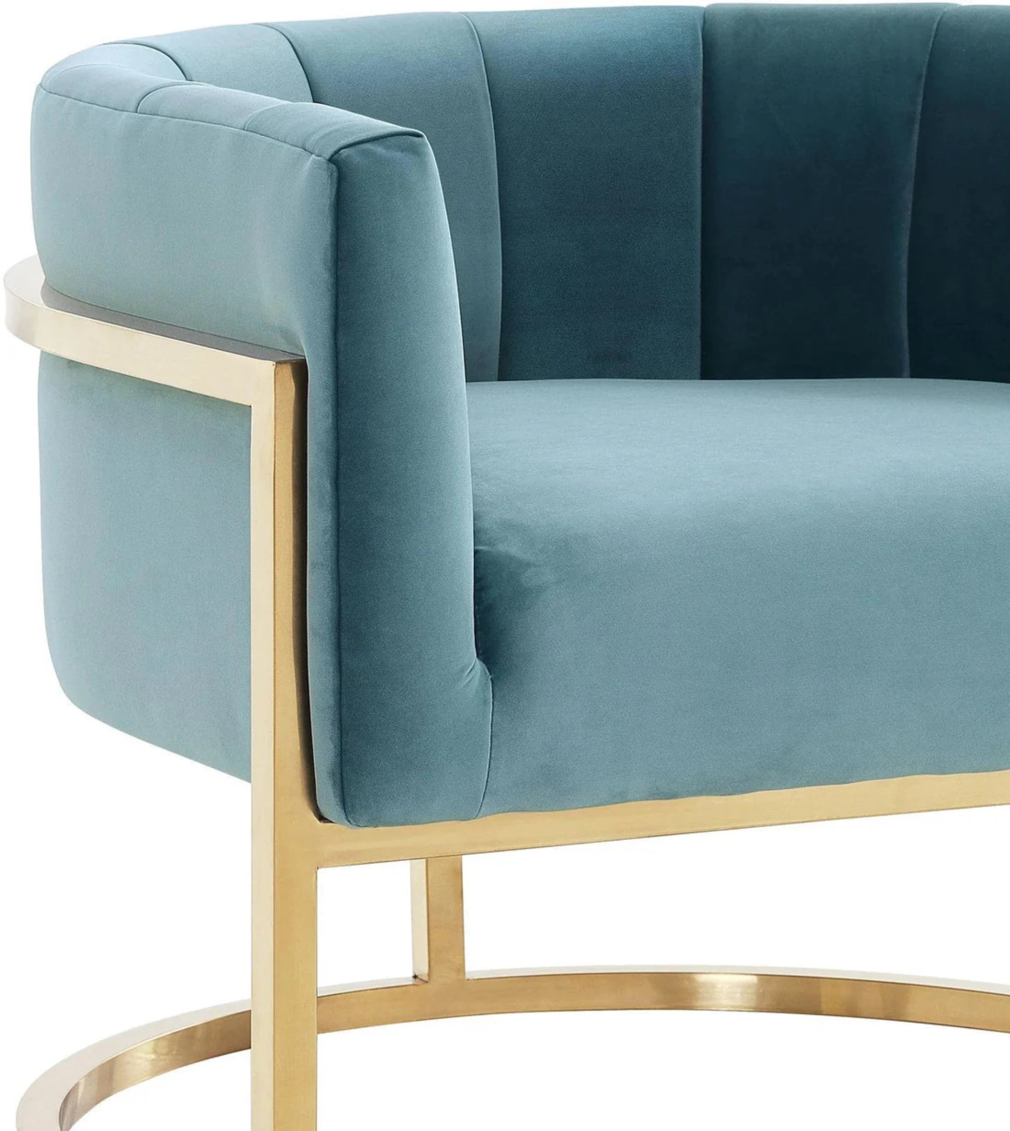 Magnolia Velvet Accent Chair With Gold Base | Sea Blue