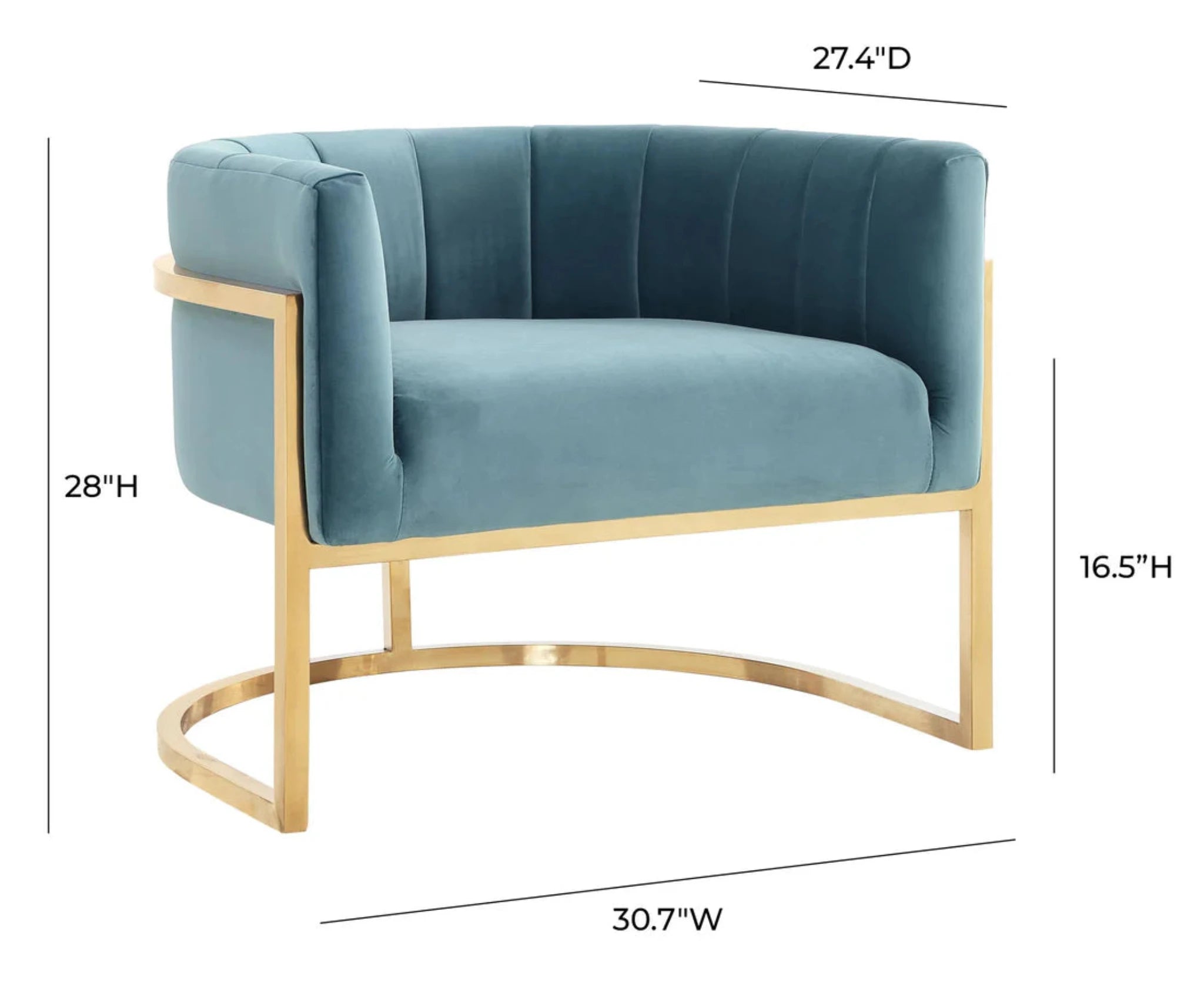 Magnolia Velvet Accent Chair With Gold Base | Sea Blue