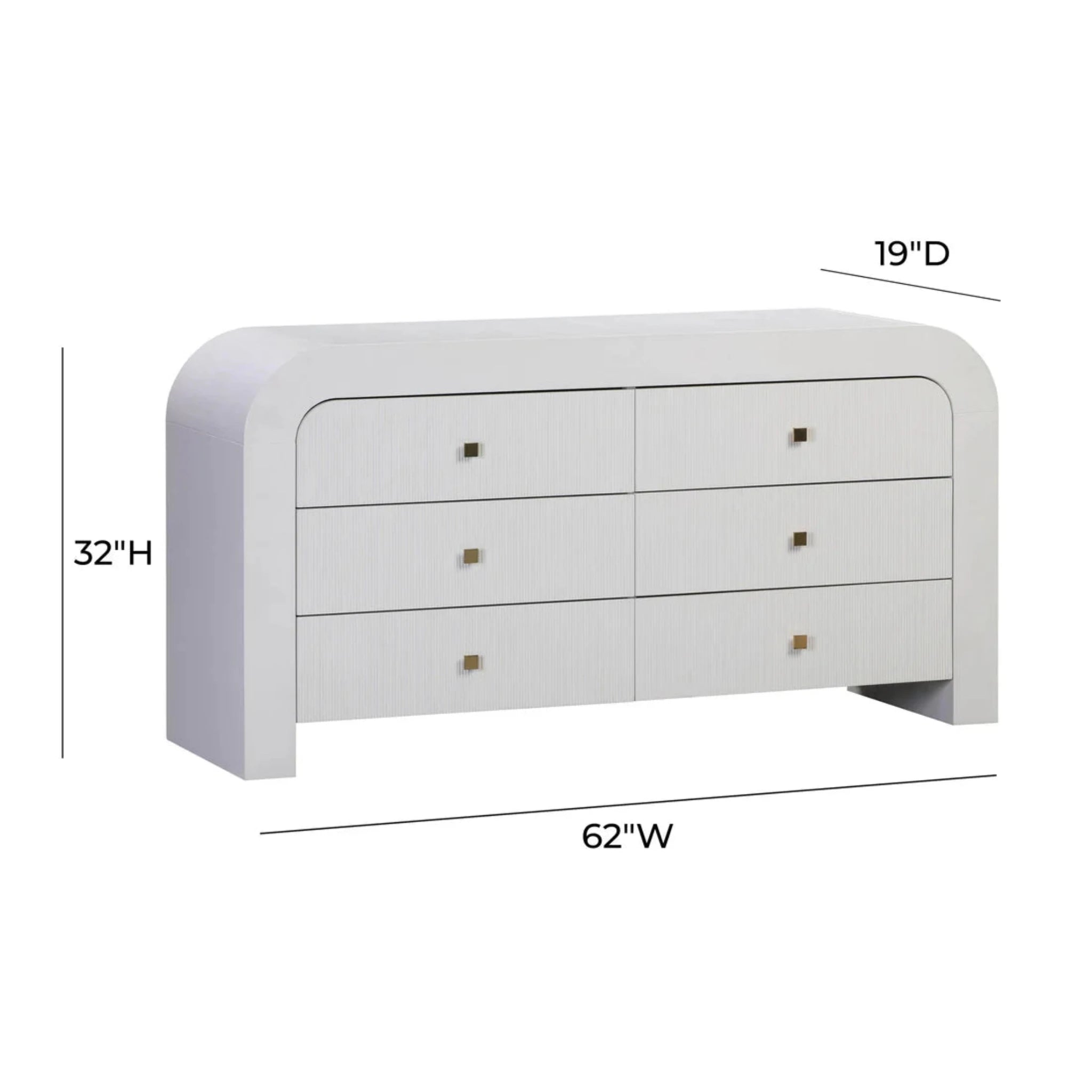 Hump 6 Drawer Dresser | White