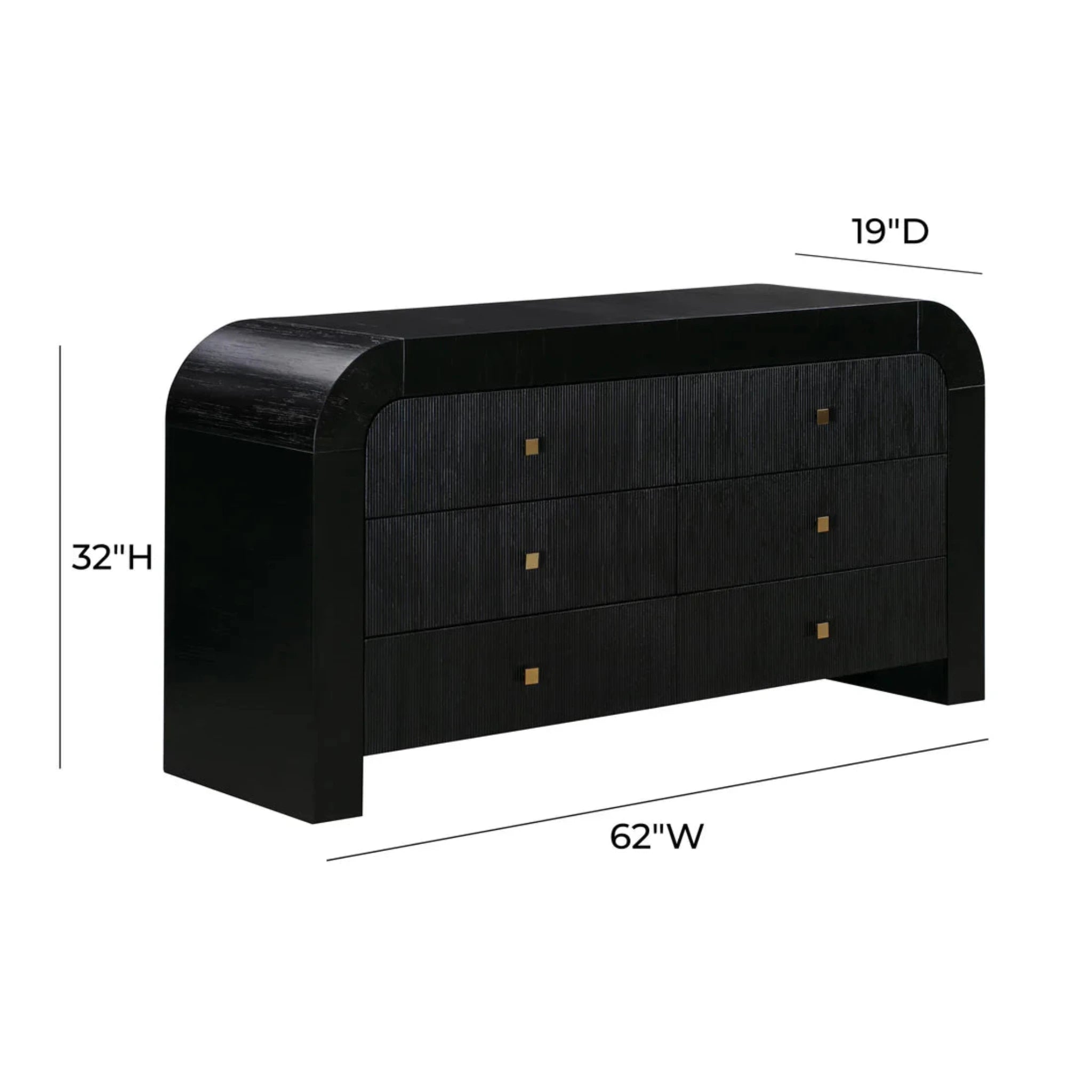 Hump 6 Drawer Dresser | Black