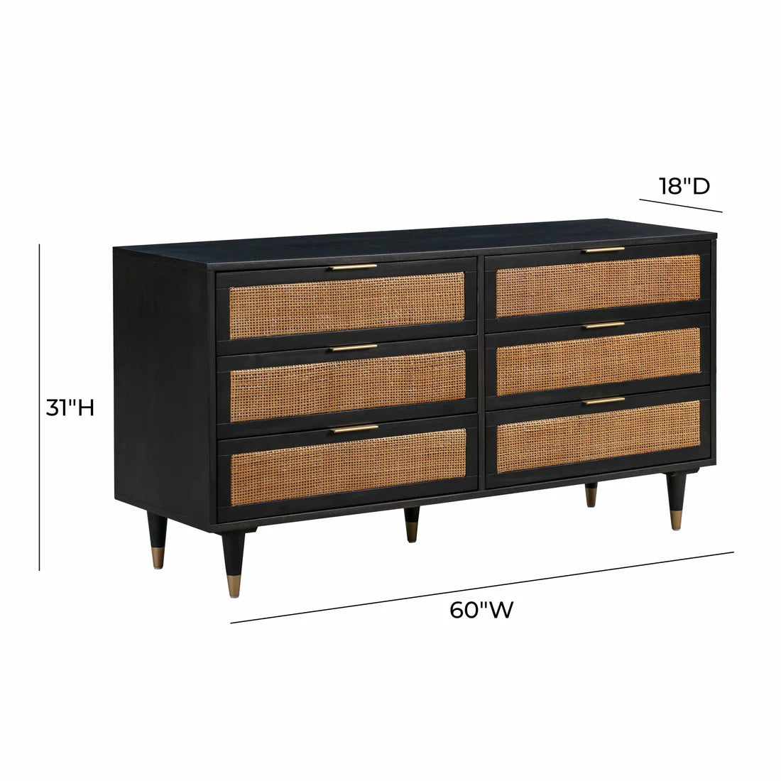 Sierra Cane 6 Drawer Dresser