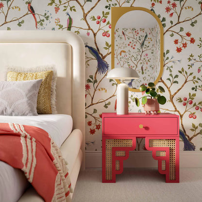 Suzie Rattan Nightstand | Pink