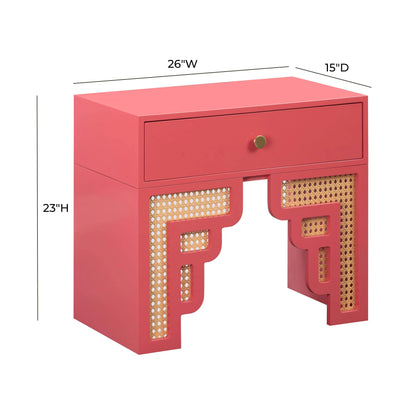 Suzie Rattan Nightstand | Pink