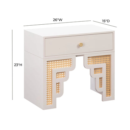 Cream & Rattan Nightstand