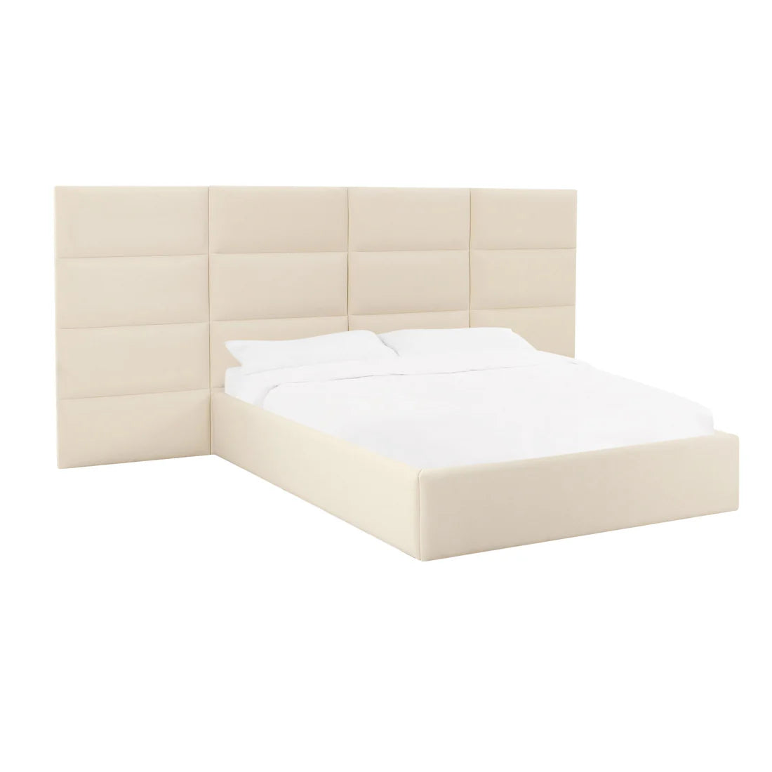 Eliana Velvet Bed With Wings | Cream