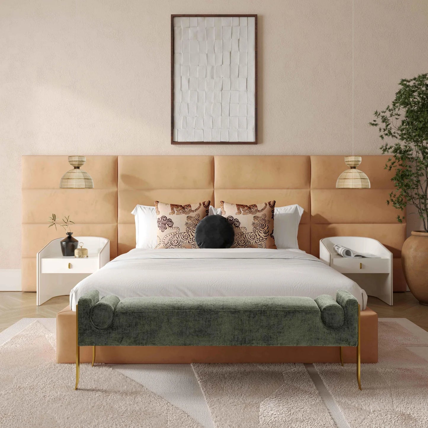 Eliana Velvet Bed With Wings | Honey