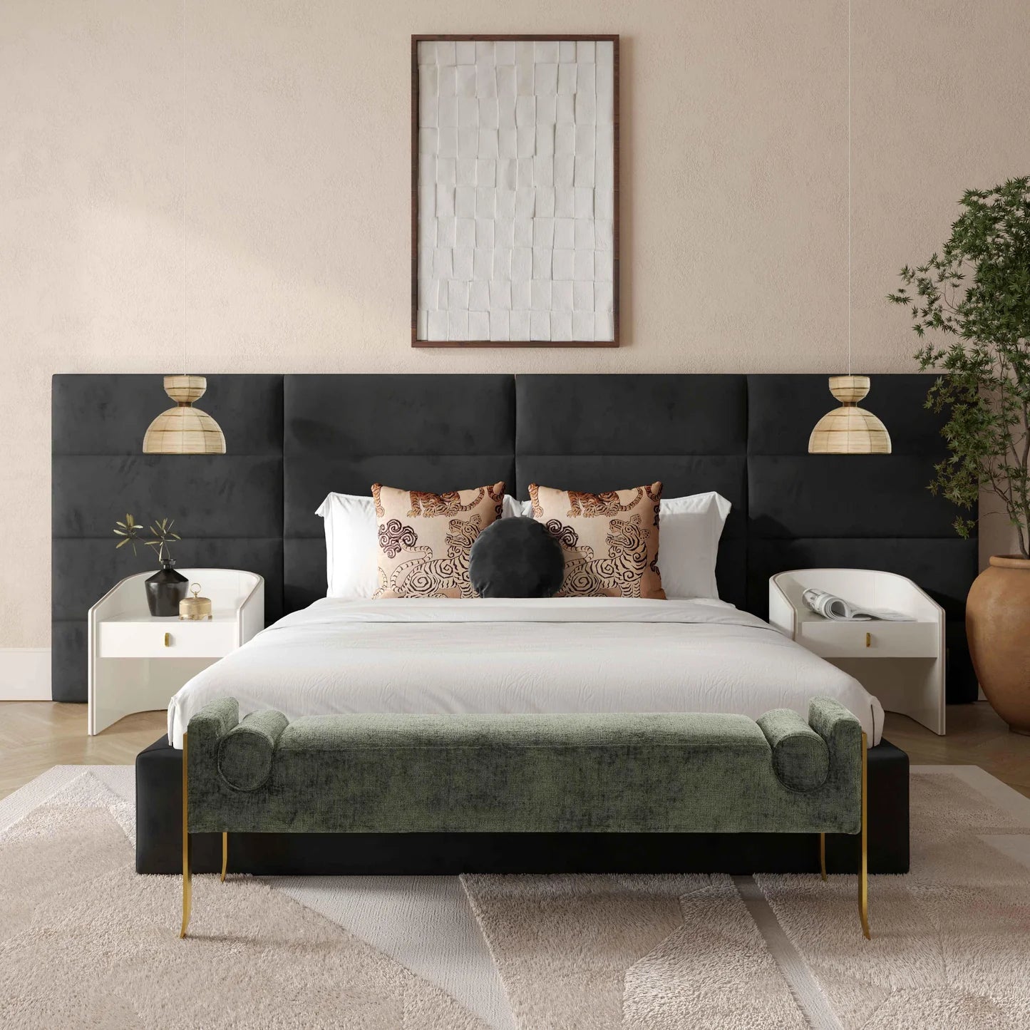 Eliana Velvet Bed With Wings | Black