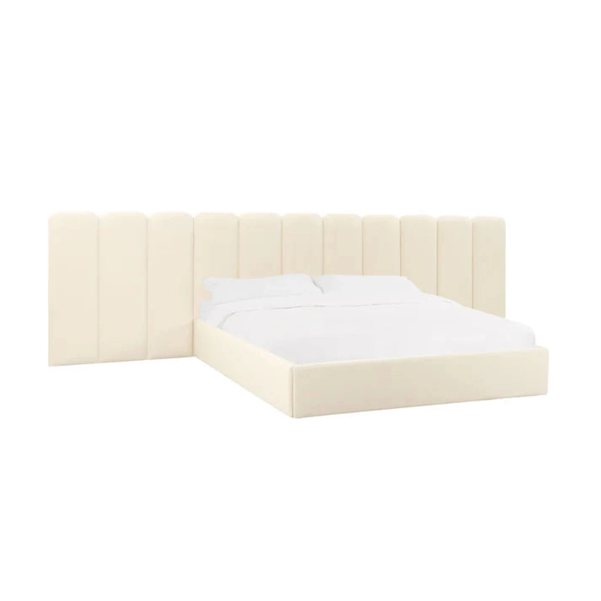 Palani Velvet Bed With Wings | Cream