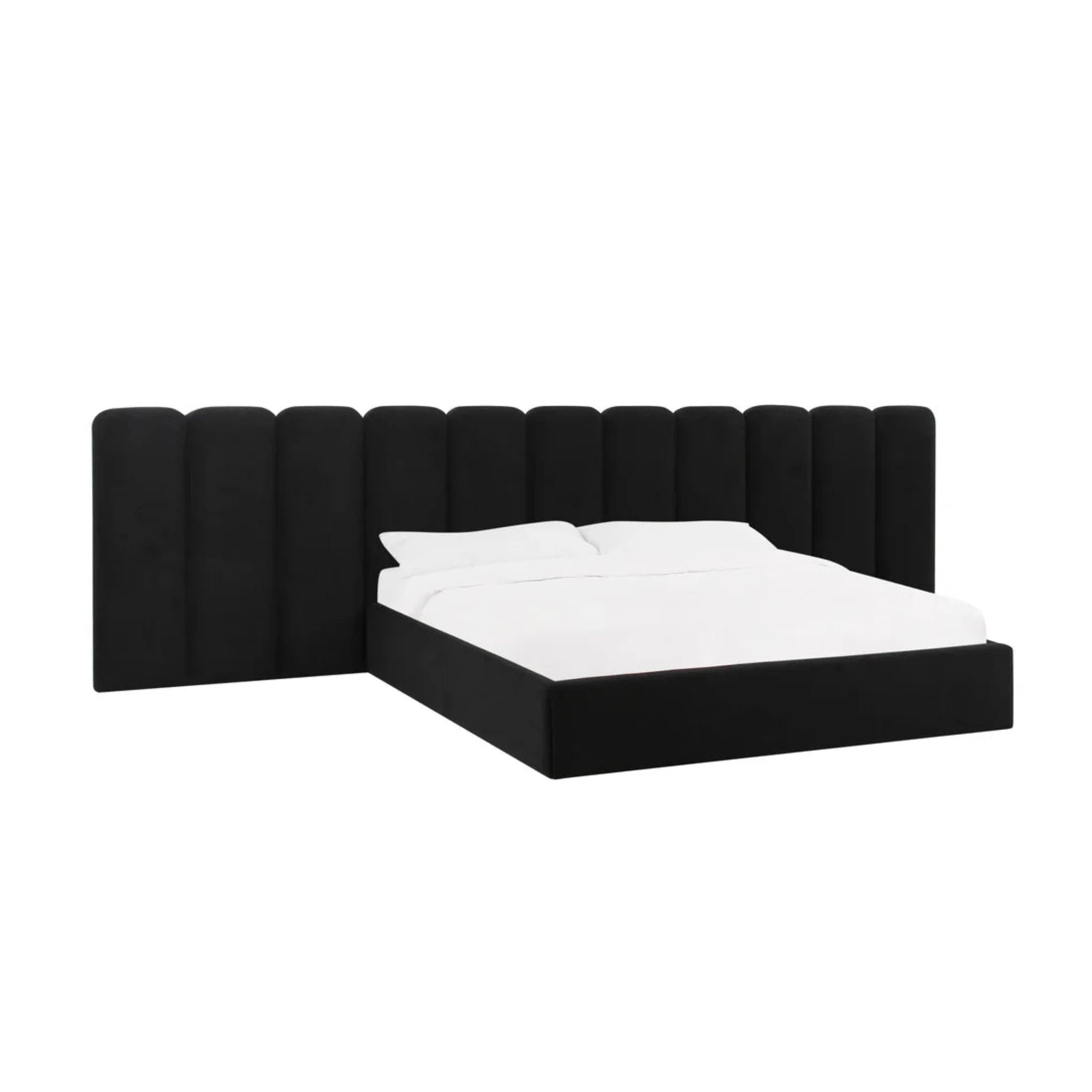 Palani Velvet Bed With Wings | Black