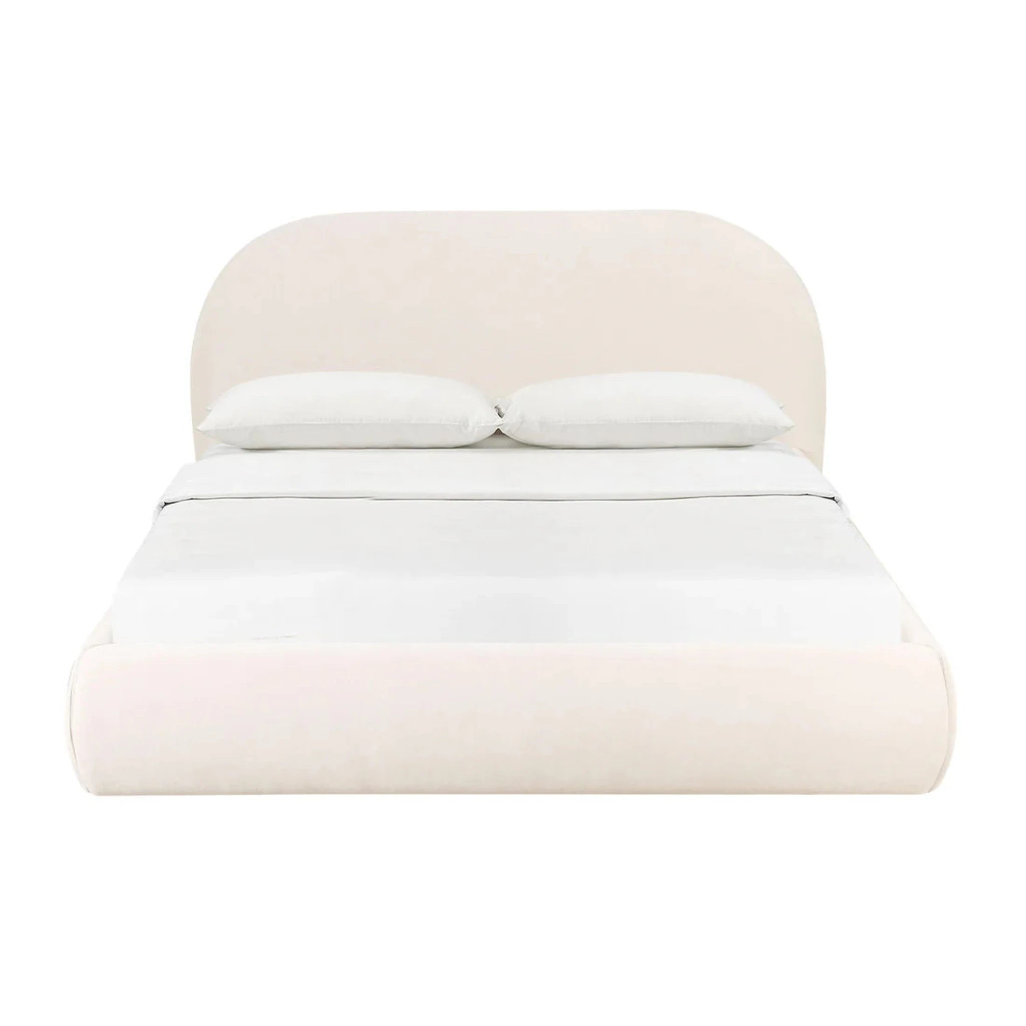 Bara Cream Textured Velvet Bed