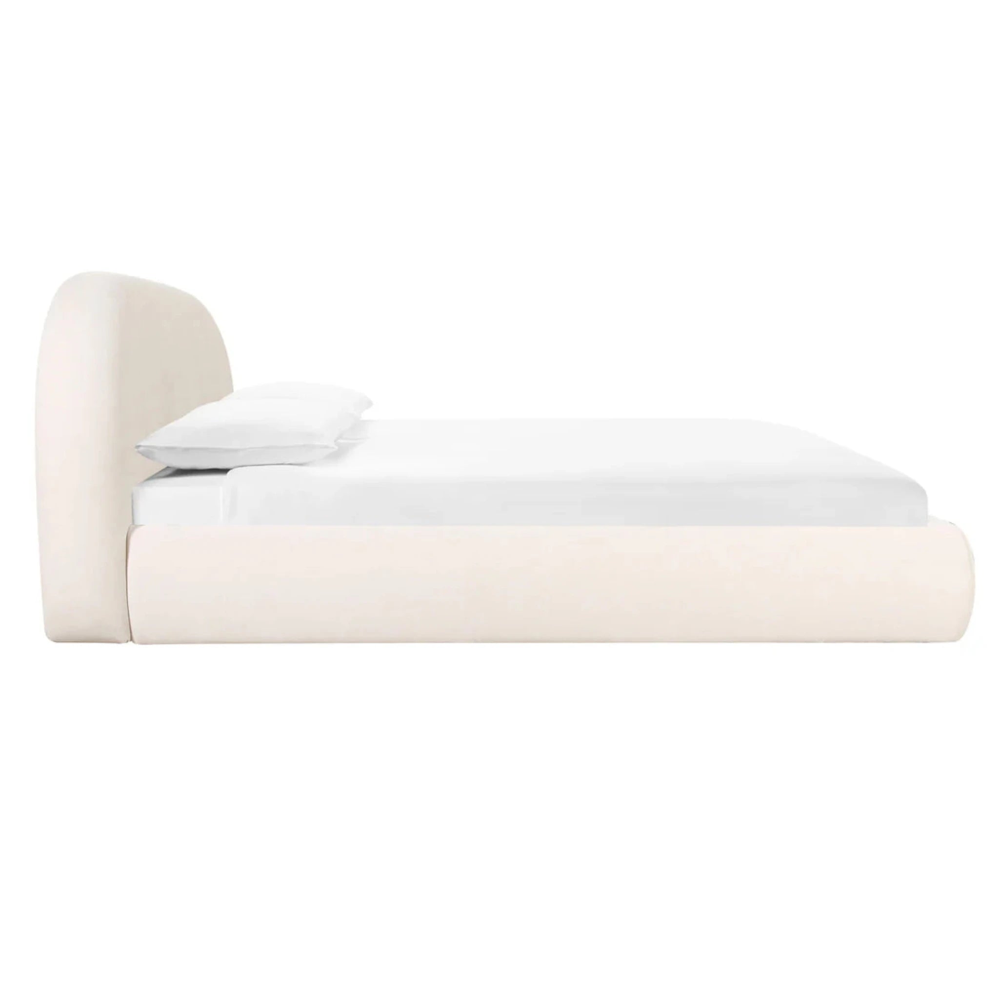 Bara Cream Textured Velvet Bed