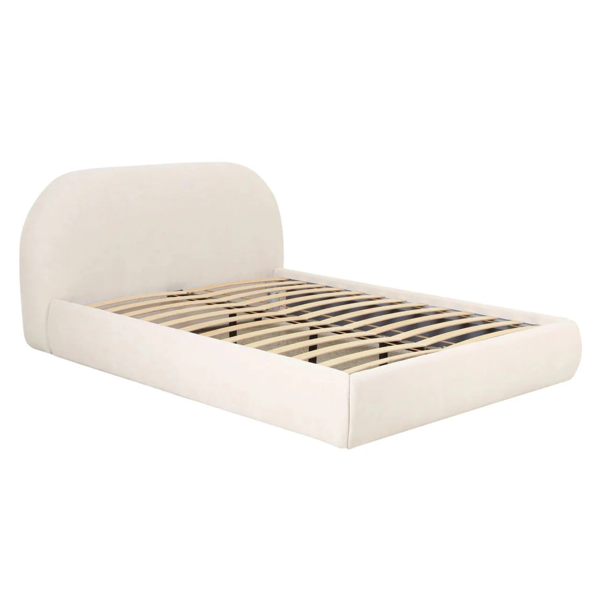 Bara Cream Textured Velvet Bed