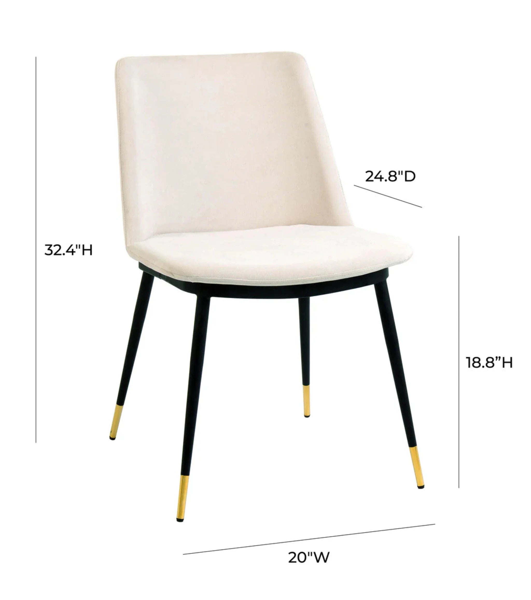 Evora Velvet Dining Chair (Set of 2) | Cream