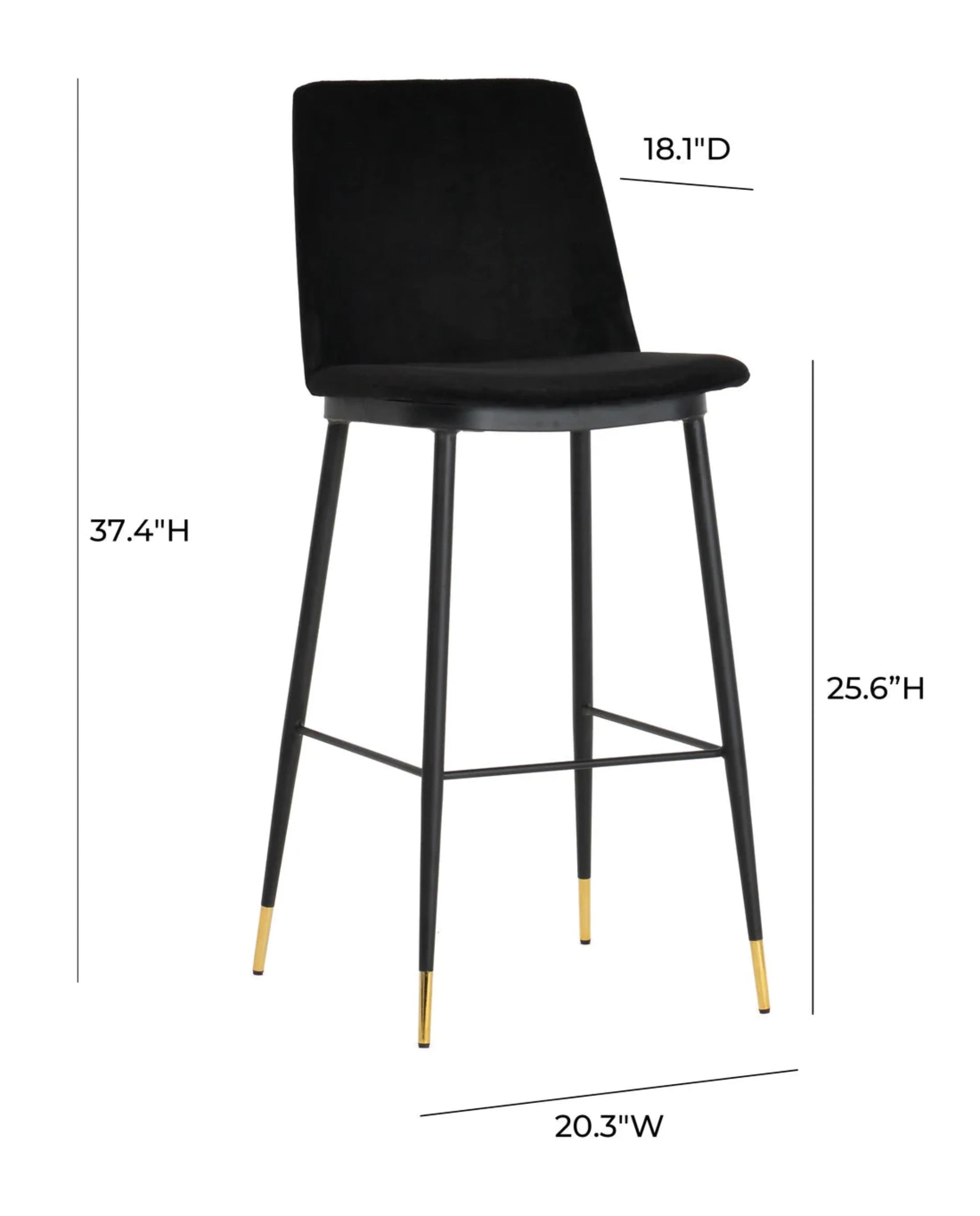 Evora Velvet Counter Stool (Set of 2) | Black