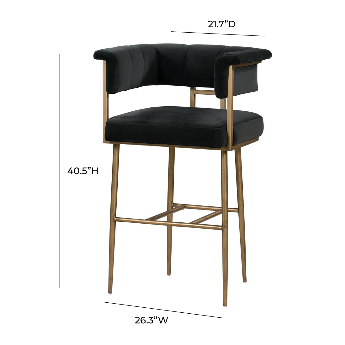 Astrid Velvet Bar Stool | Grey