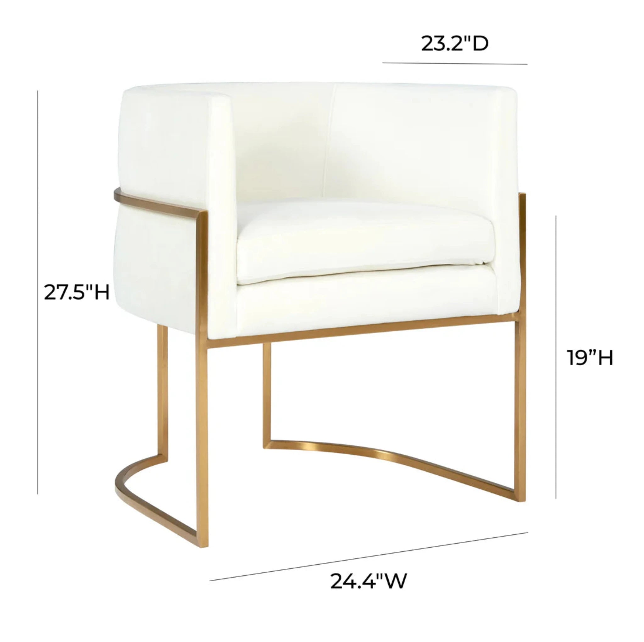 Giselle Velvet Dining Chair With Gold Base | Cream