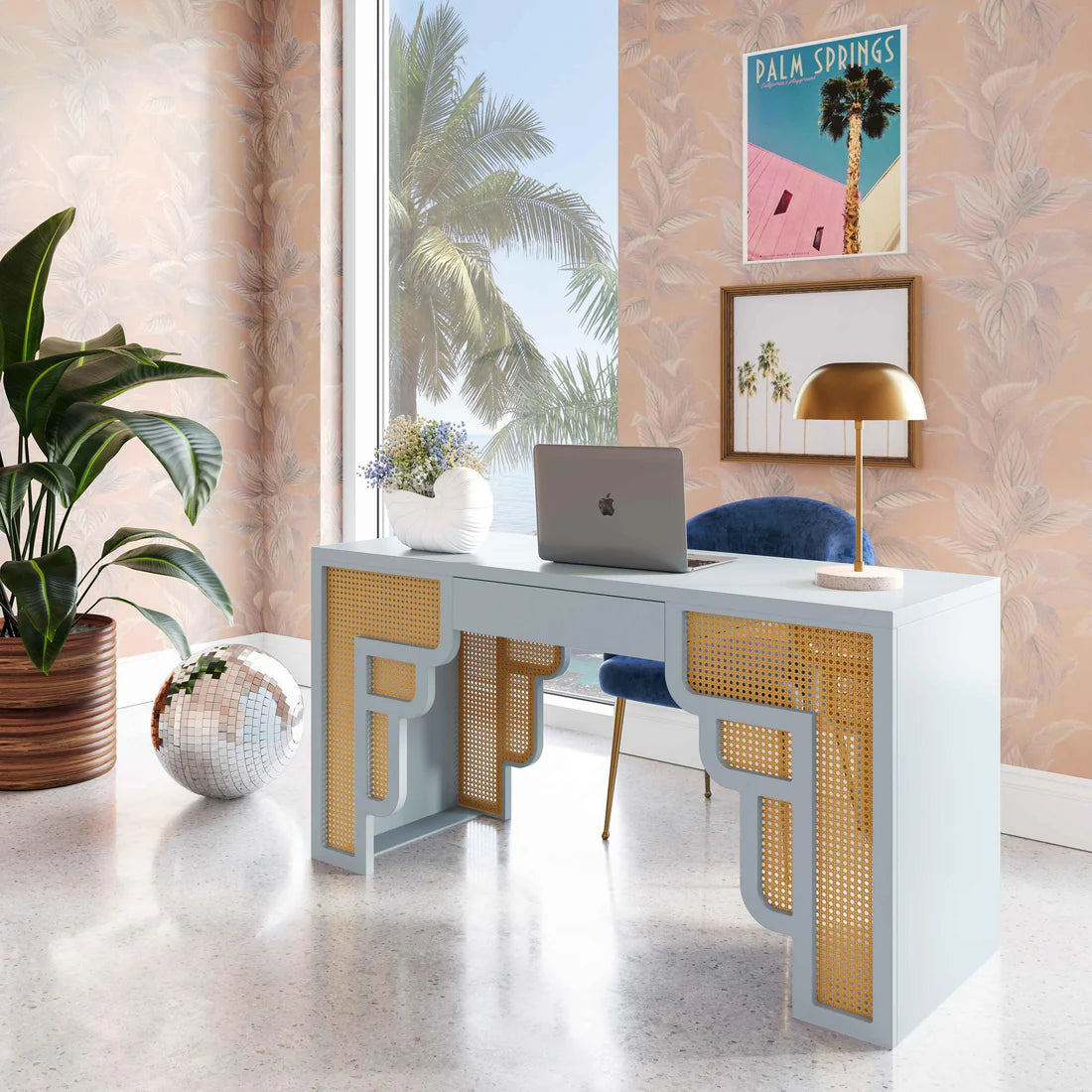 Suzie Rattan Executive Desk | Pastel Blue