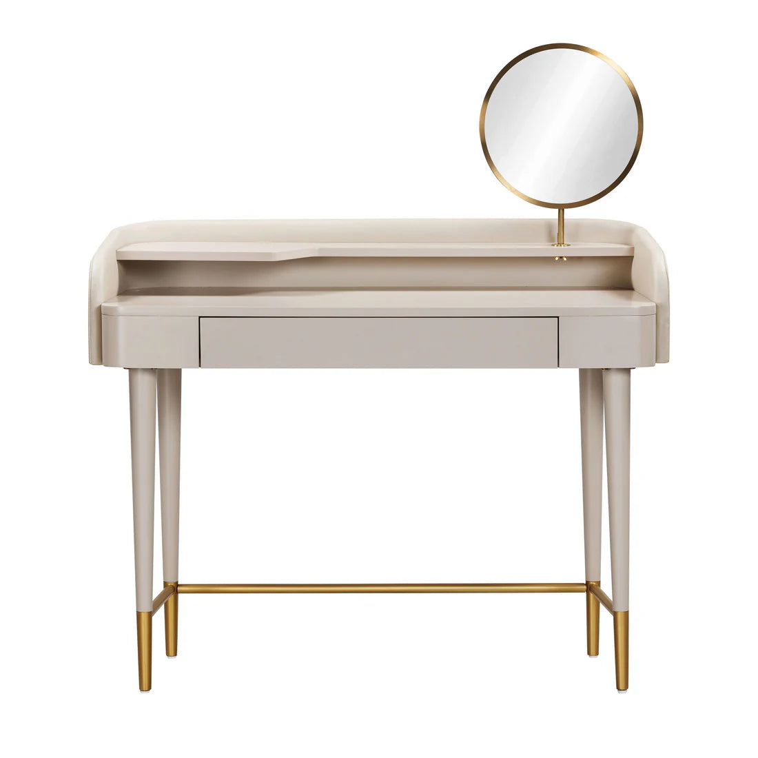 Penelope Leather Wrapped Vanity Desk | Taupe