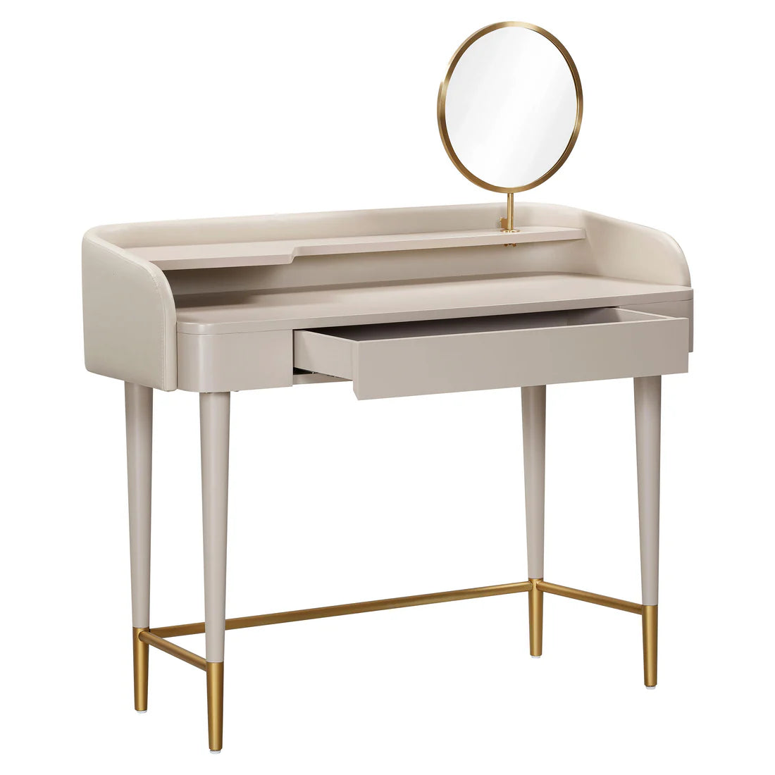 Penelope Leather Wrapped Vanity Desk | Taupe