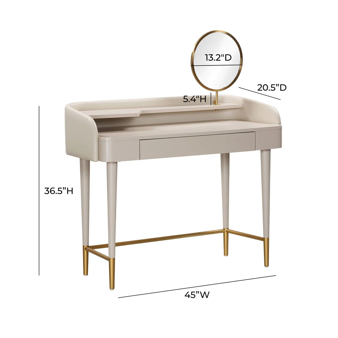 Penelope Leather Wrapped Vanity Desk | Taupe