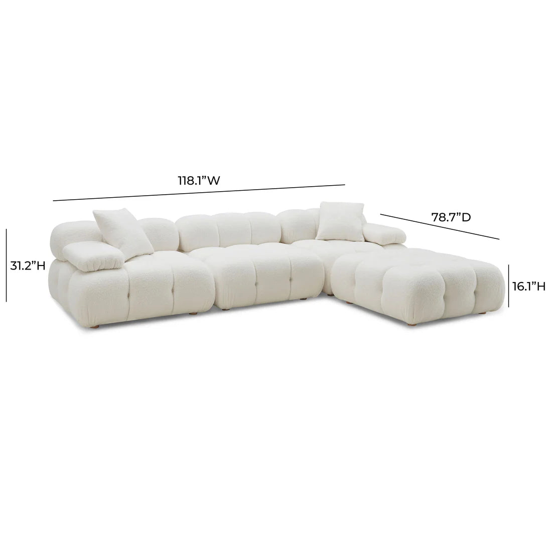 Calliope Vegan Shearling 4-Piece Modular Sectional | Cream