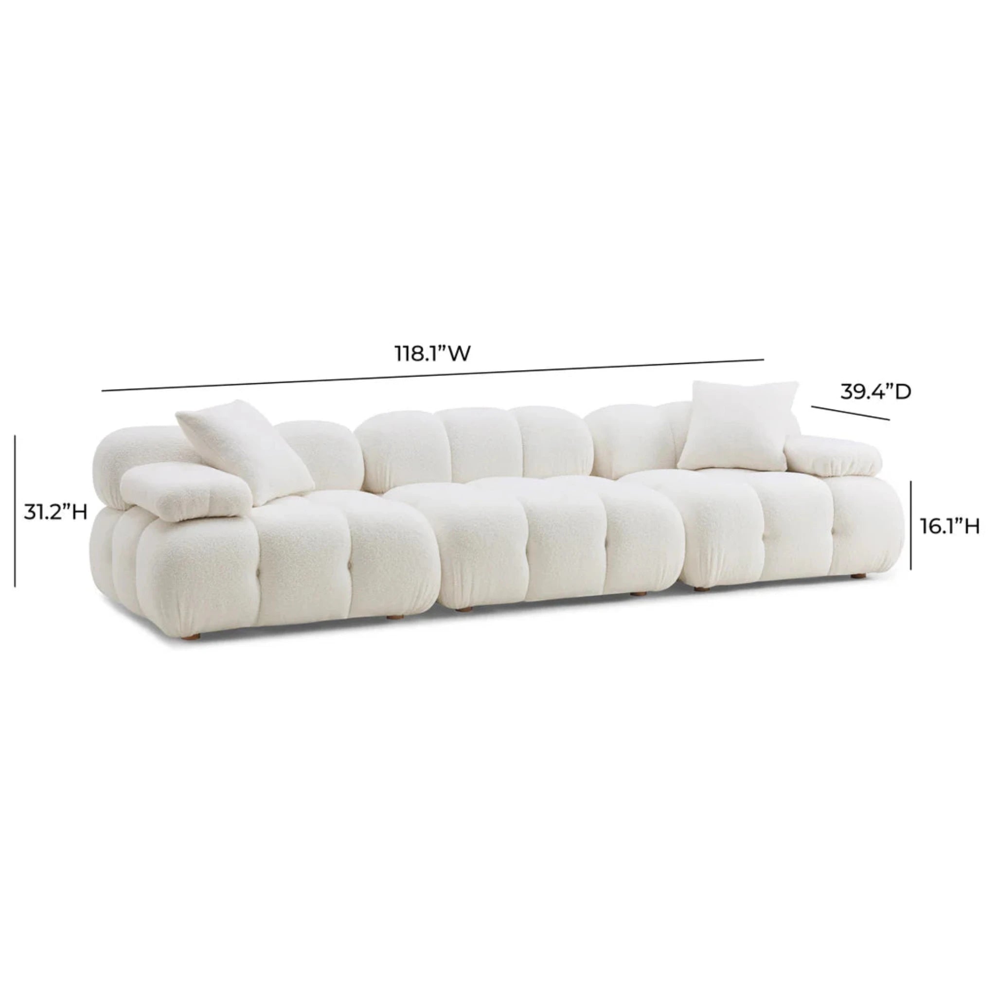 Calliope Vegan Shearling Modular Sofa | Cream